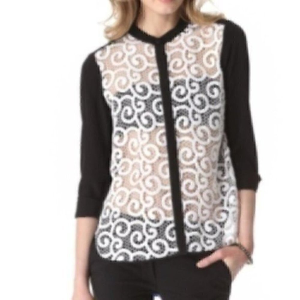 TIBI Top Blouse Sheer Lace
